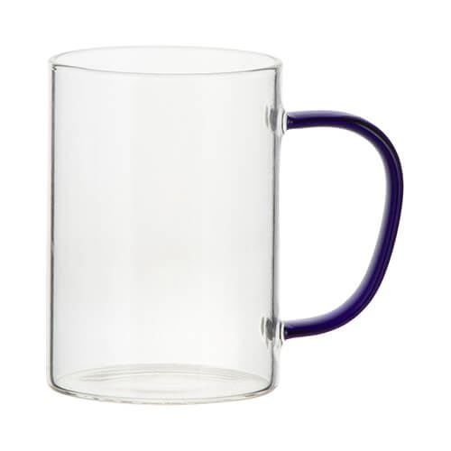 Glass mug for sublimation with royal blue handle 360 ml  3.30 eur